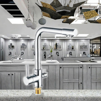 Robinet de cuisine moderne classique de luxe à boire directement, monté sur le plan de travail, corps en laiton, commande thermostatique, poignée unique, poli