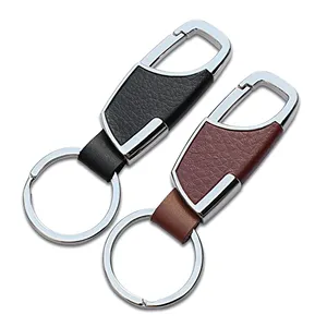Wholesale Luxury Leather Men Keychain Black Creative DIY Keyring Holder Car Key Chain For Men Women Best Gift Key Ring