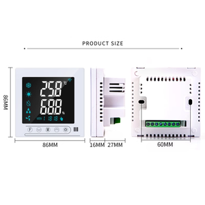 ホテルHVACシステム用スマート換気コントローラーRS485WIFIサーモスタット、大型LCDおよびブラックバックライトモダンデザイン - Product Image 4