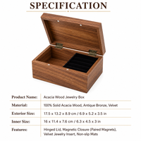 Boîte en bois avec couvercle à charnières, élégante, en bois dur à grain foncé, étui à souvenirs pour cadeaux professionnels de luxe