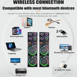 Enceintes Boombox Audio Professionnelles Doubles 12 Pouces, Basses Puissantes, DJ, Grand Subwoofer, Home Cinéma pour 5.3 5000-10000mAh LED RVB - Product Image 4