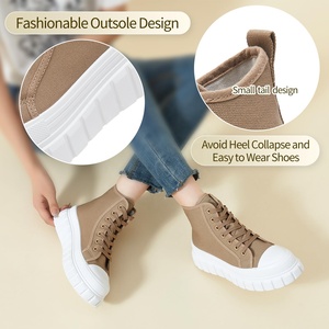 Baskets montantes à plateforme pour femmes - Chaussures <span class=keywords><strong>en</strong></span> <span class=keywords><strong>toile</strong></span> classiques à lacets pour le <span class=keywords><strong>tennis</strong></span> et la marche décontractés, confortables et élégantes (ODM/OEM) - Product Image 4
