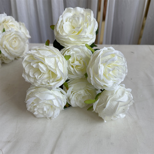 IFG Bouquet di 9 Rose Bianche Artificiali in Seta per Matrimoni e Decorazioni Domestiche - Product Image 6