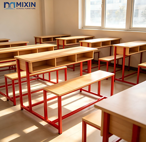 Nuevo Diseño de Muebles Escolares de Madera, Banco de Tres Plazas para Aula Moderna - Product Image 2
