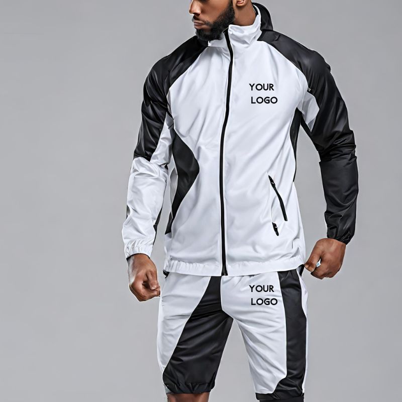 wholesale custom logo pullover jacket men's sets men blank tracksuits windbreaker nylon tracksuit set track suit for men