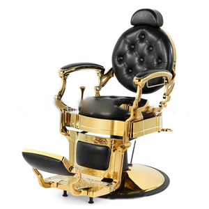 Silla dorada para barbería <span class=keywords><strong>retro</strong></span>, sillas de barbero resistentes, silla de salón vintage, reclinable hidráulica, equipo de estilismo para spa y belleza - Product Image 1