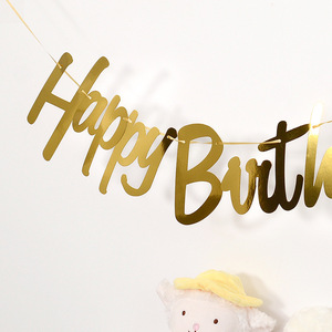 <span class=keywords><strong>Buon</strong></span> compleanno oro argento lettera Banner con caldo timbratura feste forniture per Halloween e decorazioni natalizie - Product Image 3