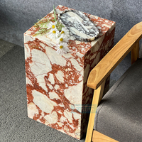 Roter Marmor Couchtisch Niedriger Sockel Marmor Wohnzimmer Luxus Natürlich Maßgefertigt Calacatta Violett Couchtisch Beistelltisch