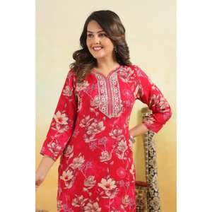 Traje con estampado digital hecho a mano, conjunto de Kurti Kurta, conjunto largo de Kurtis para mujer, tela étnica para mujer y mujer en precio al por mayor - Product Image 4