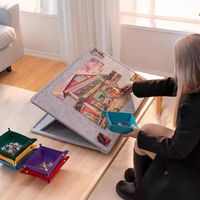 Table de puzzle portable en vente chaude, plateau en feutre inclinable, tapis de sol pour enfants pour 1000 à 2000 pièces avec surface en feutre antidérapante