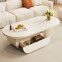 Table basse en métal style crème avec veinures de pierre, ensemble meuble TV moderne de luxe léger haut de gamme pour petites maisons, Nouveauté 2026