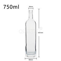 750ml clair carré vide huile d'olive bouteille en verre pour cuisine Sauce soja vinaigre distributeur huileur Cruet avec couvercle