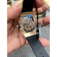 Montre mécanique automatique de luxe pour homme, boîtier tonneau or rose 2026, bracelet en caoutchouc, tourbillon, haute qualité, pour affaires