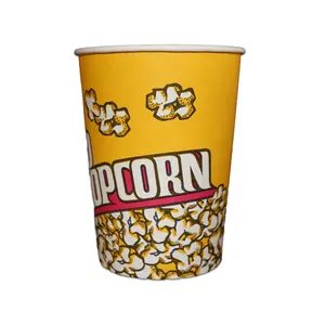 customized small big size coated striped plain disposable popcorn paper cups for popcorns