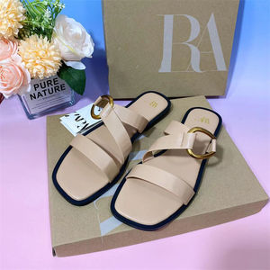 Sandales Plates en Cuir Tendance 2026 pour Femme, Chaussons d'Été de Plage, Mules pour Dames, <span class=keywords><strong>Babouches</strong></span> d'Extérieur pour Femmes - Product Image 4