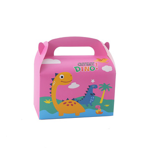 Dino Theme Paperboard Gift <b>Boxes</b> With Handle Four Color Printing Self Erecting Rectangle Shape For Party Favors - Product Image 6