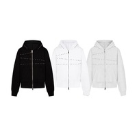 Sweat-shirt court rétro à rivets pour femme, coupe ajustée, amincissant, avec fermeture éclair, idéal pour l'automne