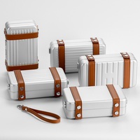 Koper Mini Aluminium Hard Case Logo Kustom Produsen OEM dengan Tali Kulit PU untuk Kemasan Merek Perhiasan Jam Tangan