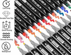 Lot de Marqueurs d'Art à Double Pointe 24/36/60/80/168/120 Couleurs pour Dessin, Manga et Design – Vente en Gros Usine - Product Image 3