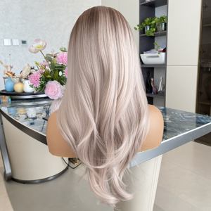 Peluca Sintética en Capas con Flequillo, Peluca de Ondas Naturales, Peluca Completa Sintética con Encaje HD 13X4 Resistente al Calor para Uso Diario - Product Image 5