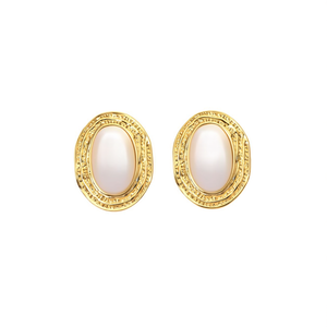 Pendientes de Moda con Perlas Ovaladas, Acero Inoxidable 316L, Baño de Oro PVD - Product Image 2