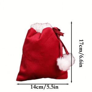 Pochette de Noël en velours en gros, sac d'emballage cadeau en feutre avec poignée longue, pour bijoux et bonbons, idéal pour la veille de Noël - Product Image 3