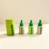 Flacon compte-gouttes rond en verre vide de 30 ml et 50 ml, couleur verte personnalisée, pour huiles essentielles et sérums, conteneur cosmétique OEM ODM avec boîte