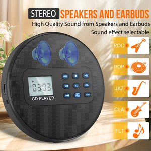 Lecteur CD portable rechargeable anti-skip personnalisé en usine avec haut-parleurs stéréo doubles intégrés, modes sonores EQ, chargement USB, lecteur CD personnel - Product Image 2