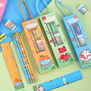 Ensemble de papeterie Sweety 5 pièces pour enfants, cadeau scolaire avec taille-crayon et gomme dans une boîte colorée - Product Image 3