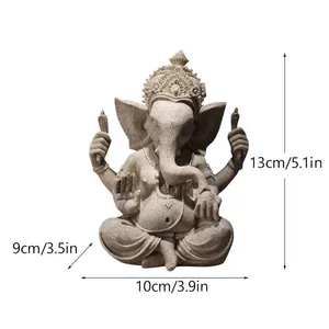 Statue de Ganesha en résine Feng Shui, sculpture d'éléphant en grès, Bouddha, déesse indienne d'Asie du Sud-Est, ornement de bureau - Product Image 4