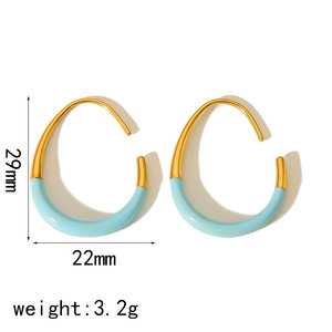 Pendientes de Aro de Acero Inoxidable con Baño de Oro de 18k, Resistentes al Agua y al Deslustre, con Esmalte en Forma de Gota de Agua, Modernos para Mujer, Ideales para Fiestas - Product Image 6