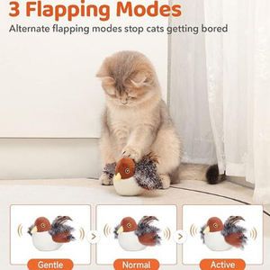 Jouets pour chat Moineau oiseau battant rechargeable, Tweet de gazouillis réaliste, jouet de chaton activé par contact jouets d'exercice de chat interactifs pour - Product Image 3