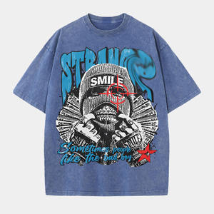 Entrepôt local américain : T-<span class=keywords><strong>shirt</strong></span> graphique lavé « Strang Smile Sometime People Like the Bad Boy » multicolores, design personnalisable - Product Image 4