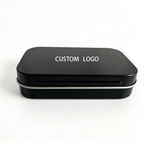 <b>Small</b> Black <b>Slide</b> Rectangle Tinplate Tin Box Custom Logo Eco-Friendly Recyclable Storage Case for Card Cosmetic Accessory Gift - Product Image 1