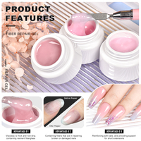 Deroi Fiber Gel Réparateur d'Ongles Gel Constructeur Renforcé Non Thermique Rose Nude pour Extension