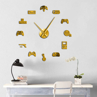 Jam dinding akrilik bergaya DIY Modern kuarsa desain kontroler Game warna dapat disesuaikan untuk kamar tidur kotak dekorasi ruang Game dikemas