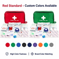 Trousse de Premiers Secours Familiale Personnalisée avec Logo Imprimé par Transfert Thermique, 184 Pièces, Vente en Gros OEM pour Maison, Voiture, Voyage, Sport, Activités de Plein Air