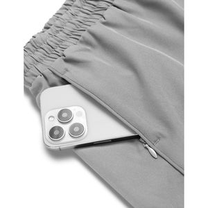 Pantalones cortos para correr para mujer, de secado rápido, elásticos, de cintura alta, con bolsillos con cremallera, color gris claro - Product Image 5