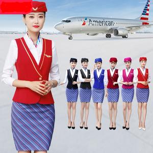 ホテルビューティーサロン高速鉄道アテンダント作業制服女性のための新しい秋のプロのスーツファッショナブルなベストとスカート - Product Image 3