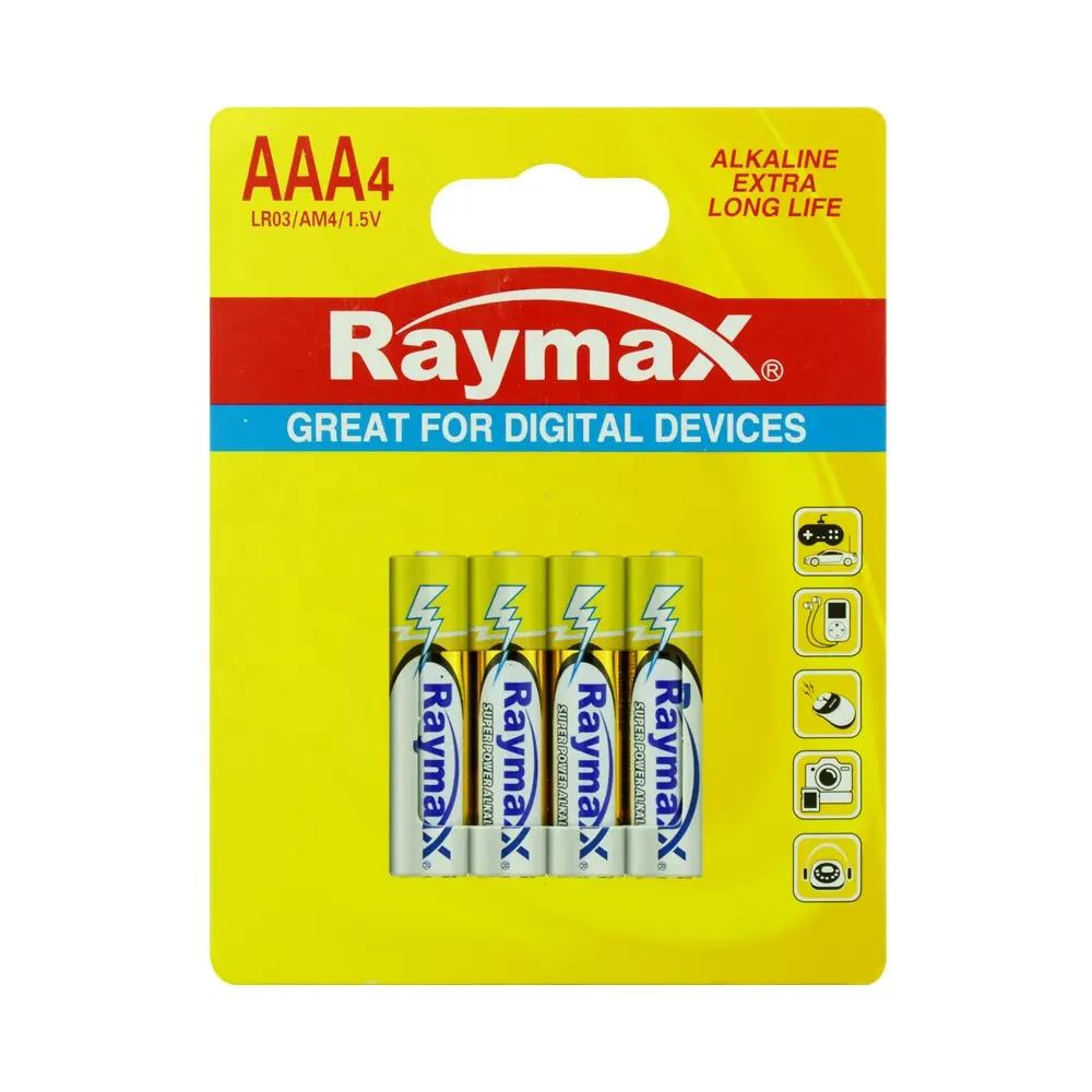 2020 New Package Raymax Private Label Alkaline Battery AAA LR03 AM3 1.5v Super Alkaline Batteries