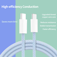 Cable de Carga Rápida y Datos Tipo-C a Tipo-C de Nailon Trenzado de 1m, 60W, para iPhone 17 Pro, Venta al Por Mayor