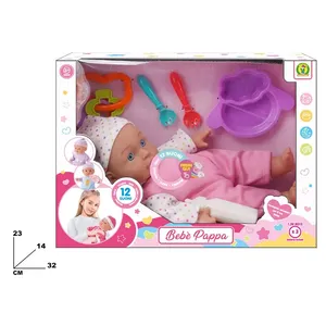 Poupée bébé Beb Pappa avec 12 sons, tenue rose, ensemble d'alimentation pour jeu d'imitation - Product Image 1