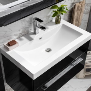 <span class=keywords><strong>Meuble</strong></span> vanité <span class=keywords><strong>de</strong></span> salle <span class=keywords><strong>de</strong></span> bain noir armoire moderne design suspendu évier en résine miroir led meubles d'hôtel - Product Image 4