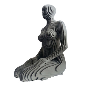 Design moderno in acciaio inox inginocchiato donna scultura arte moderna figura scompare statua - Product Image 1