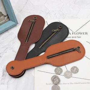 Stocked Pu Leather <b>Mini</b> Purse Case Racket Zipper Closure Folding Belt Self-Defense Coin <b>Pouch</b> for Women - Product Image 2