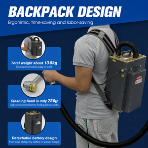 100W 200W 300W Power <b>Light</b> <b>Weight</b> <b>Backpack</b> Pulse Fiber Laser Cleaning Machine for Paint Coat Graffiti and Rust Removal - Product Image 6