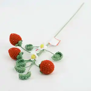 ミニフラワーポット植物かぎ針編みDiyフラワーキッズルーム家の装飾かわいいストロベリーブーケ