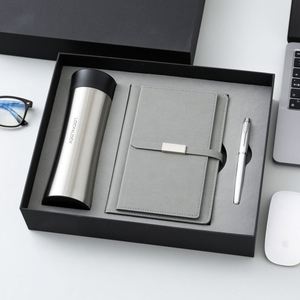 Custom Logo Luxury Corporate Gift Set Refillable Stationery <b>Notebook</b> Water Bottle Set <b>A5</b> Business Leather Thermos Cup Journal - Product Image 2