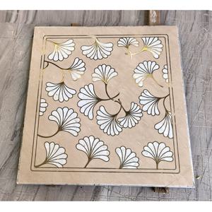 Médaillon en marbre de luxe à jet d'eau, motif floral en cuivre et coquillages, carrelage en marbre <span class=keywords><strong>beige</strong></span> incrusté pour villa et maison - Product Image 2