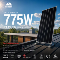 Panneau solaire monocristallin pliable NADDEX 775W avec une efficacité de 23,8 %, cellules de 210 mm, design tuile de toit et plus propre
